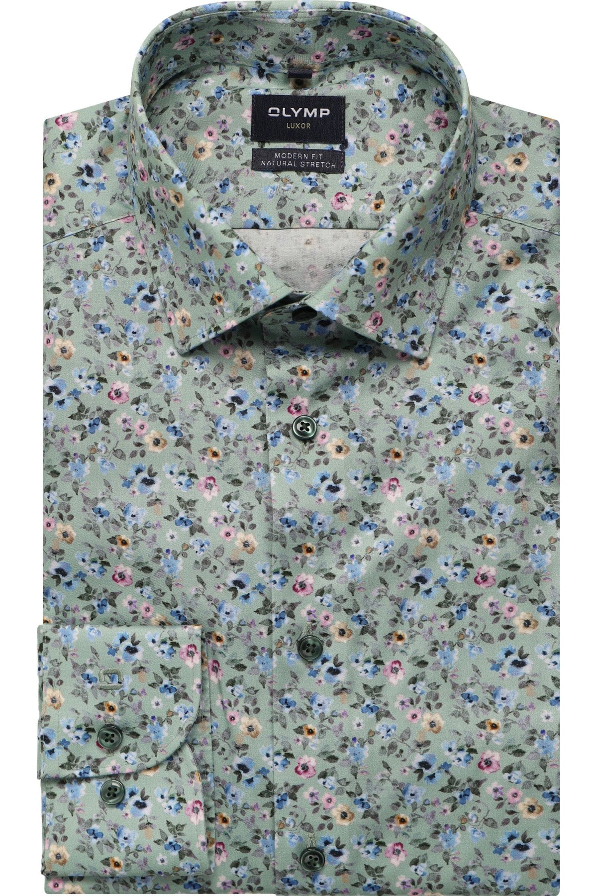 OLYMP Luxor Modern Fit Hemd hellgrün, Blumen
