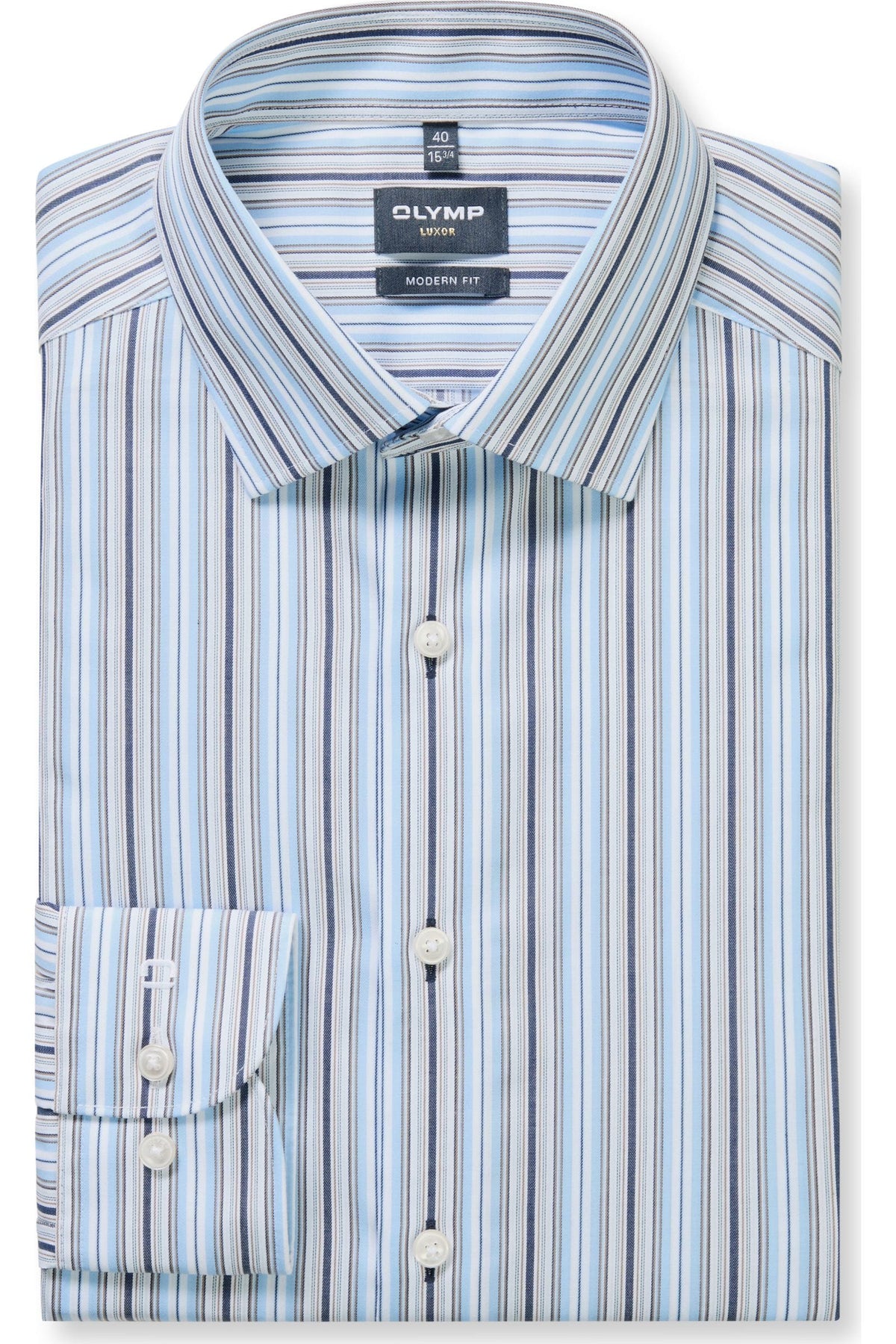 OLYMP Luxor Modern Fit Hemd bleu, Gestreift