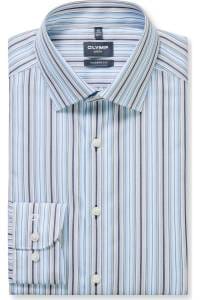 OLYMP Luxor Modern Fit Hemd bleu, Gestreift