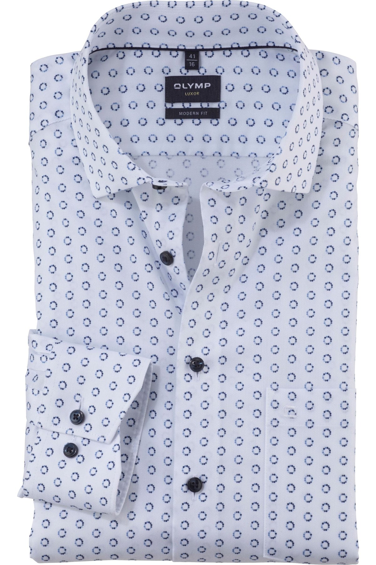OLYMP Luxor Modern Fit Hemd weiss, Bedruckt