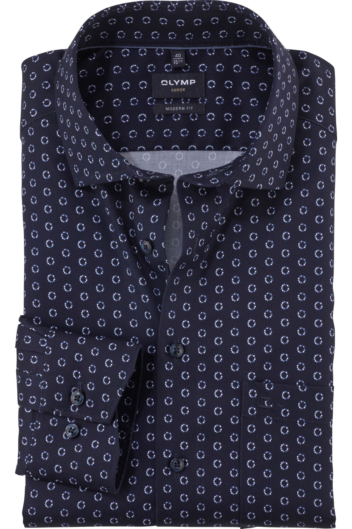OLYMP Luxor Modern Fit Hemd marine, Bedruckt