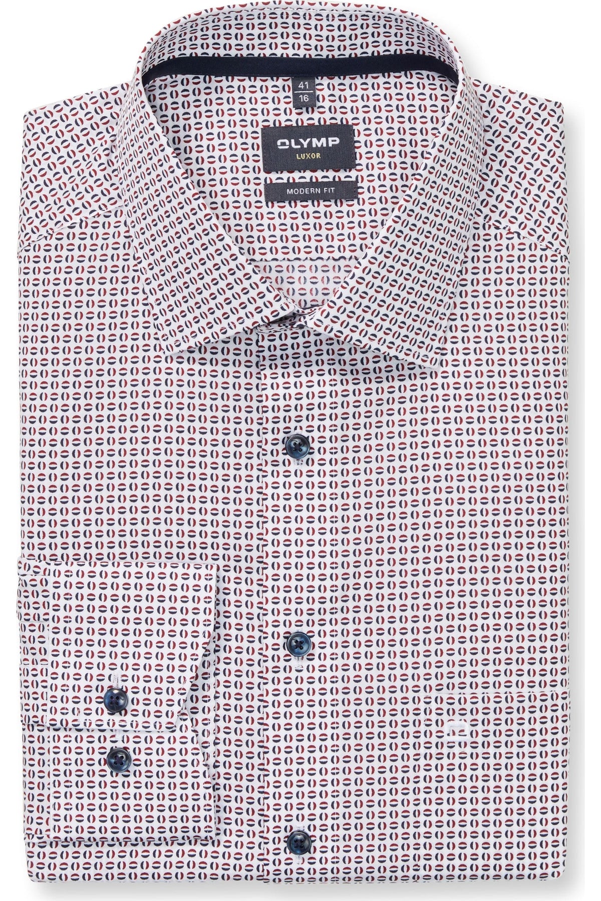 OLYMP Luxor Modern Fit Hemd chianti, Bedruckt
