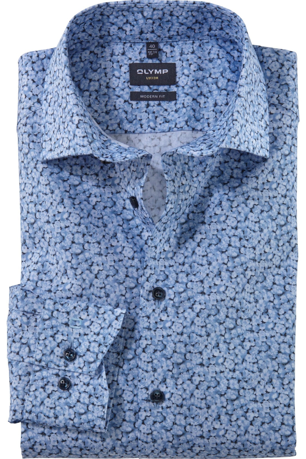 OLYMP Luxor Modern Fit Hemd bleu, Bedruckt