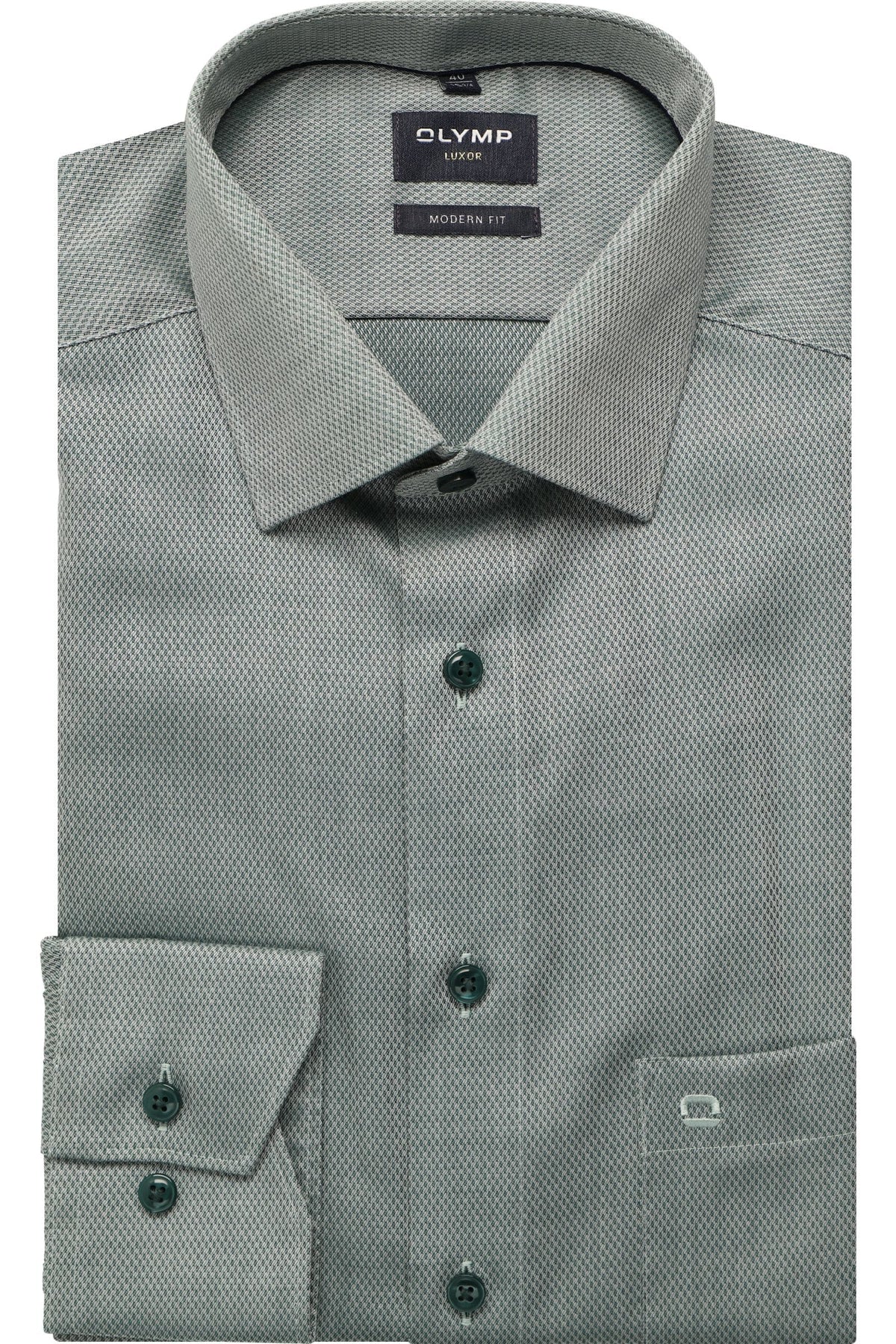 OLYMP Luxor Modern Fit Hemd dunkelgrün, Faux-uni