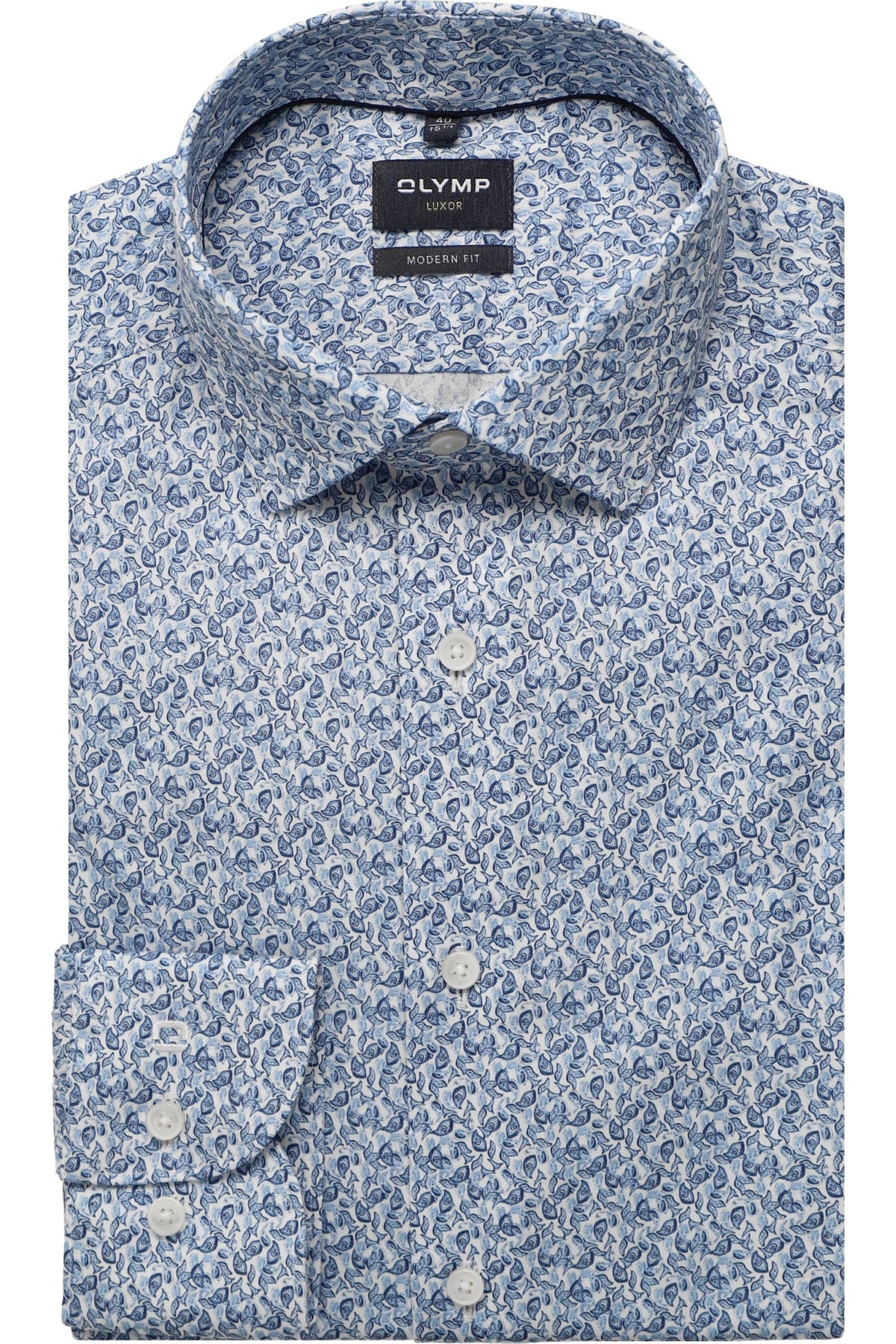 OLYMP Luxor Modern Fit Hemd blau, Bedruckt