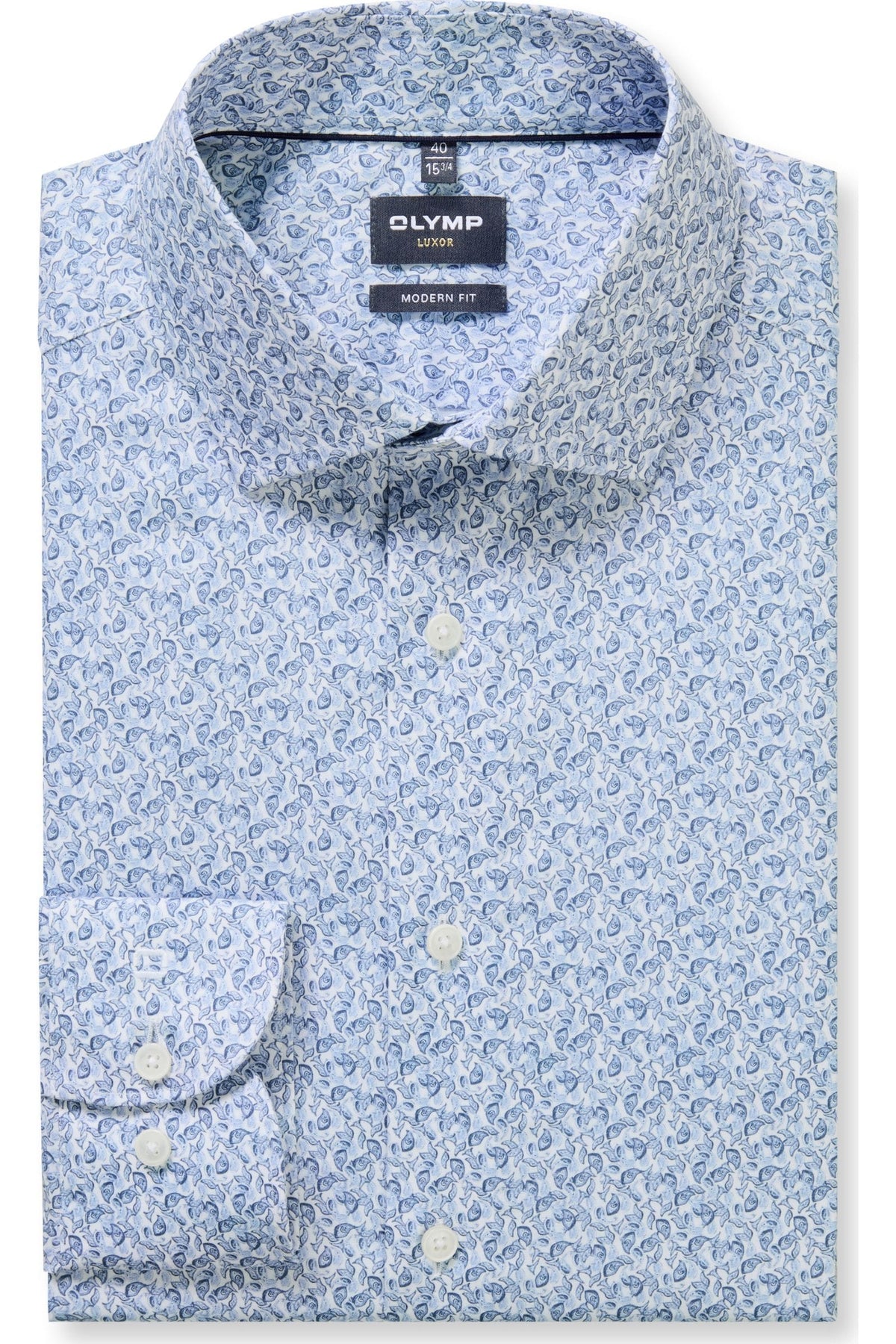 OLYMP Luxor Modern Fit Hemd blau, Bedruckt