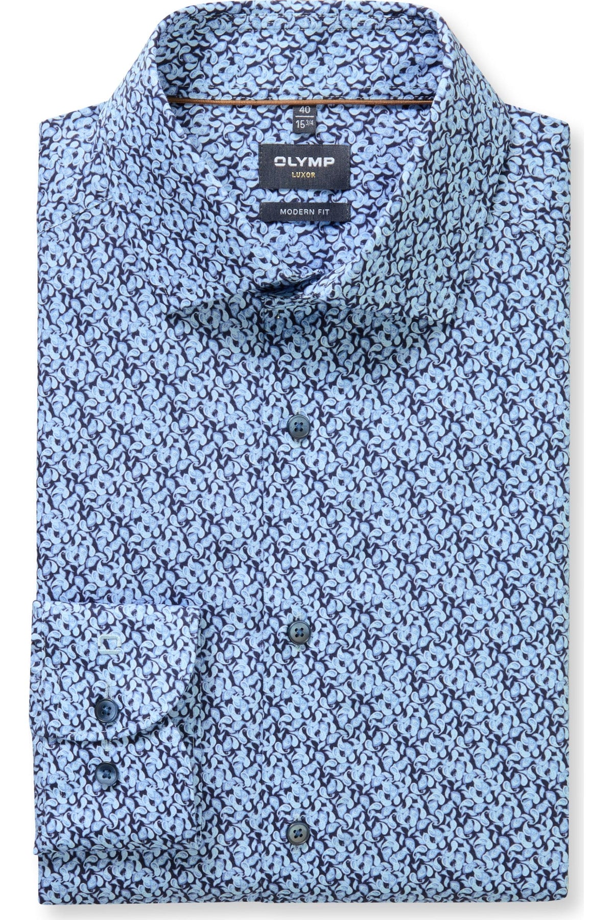 OLYMP Luxor Modern Fit Hemd blau, Bedruckt