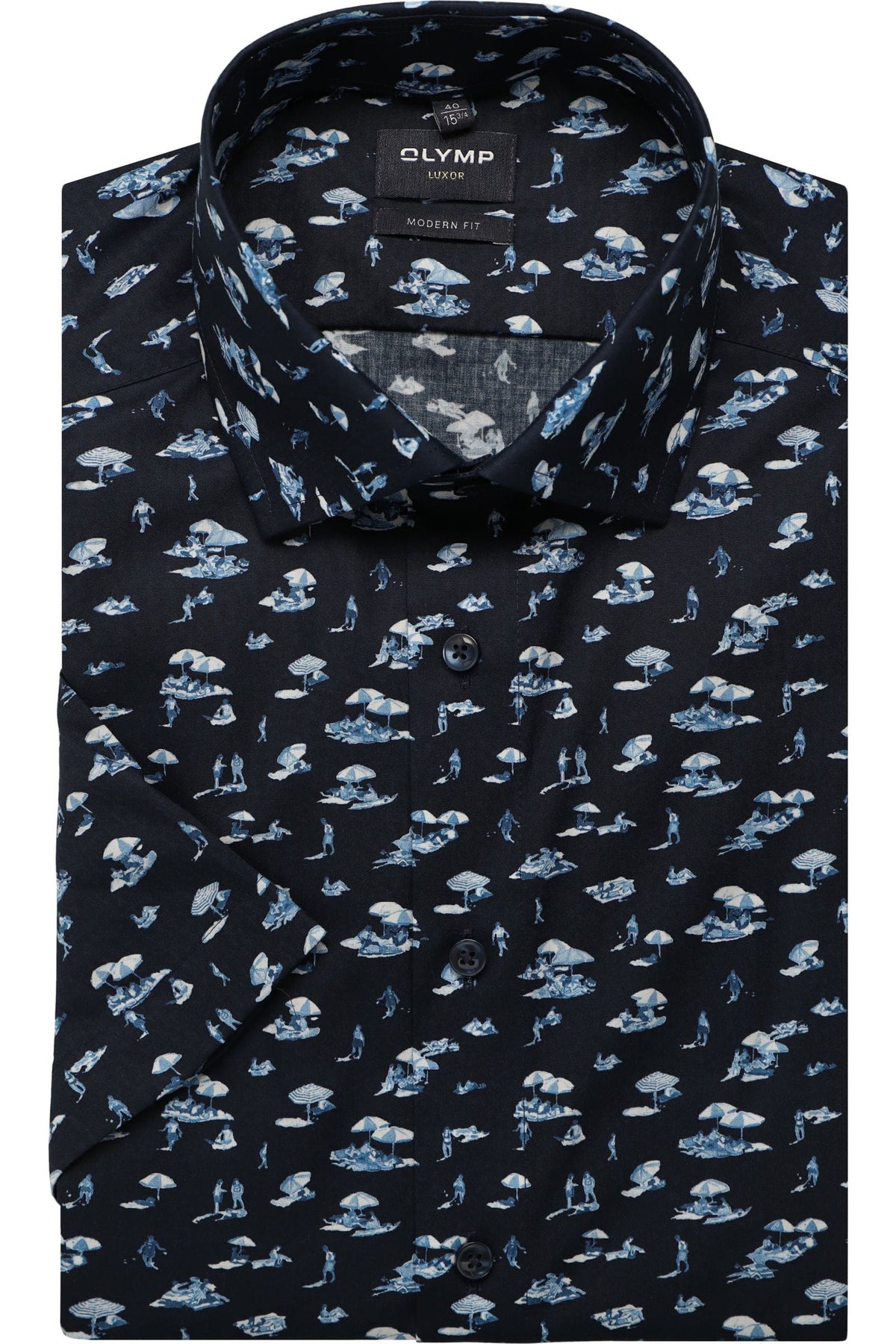 OLYMP Luxor Modern Fit Hemd marine, Bedruckt