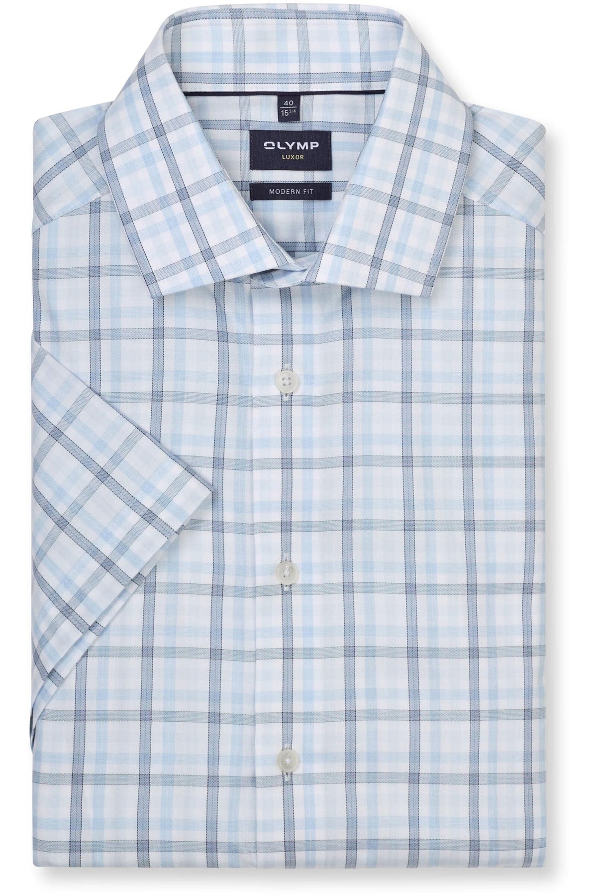 OLYMP Luxor Modern Fit Hemd bleu, Kariert