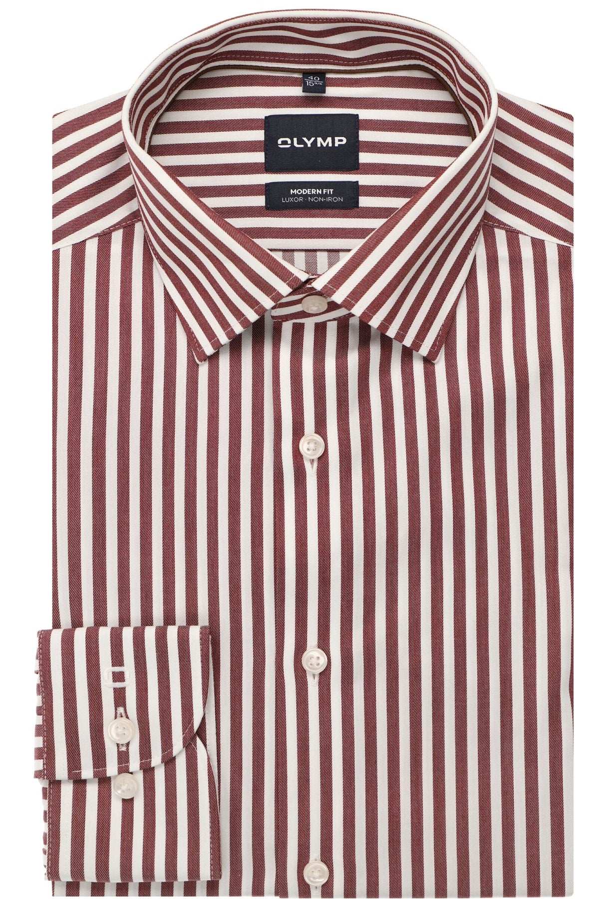OLYMP Luxor Modern Fit Hemd bordeaux, Gestreift