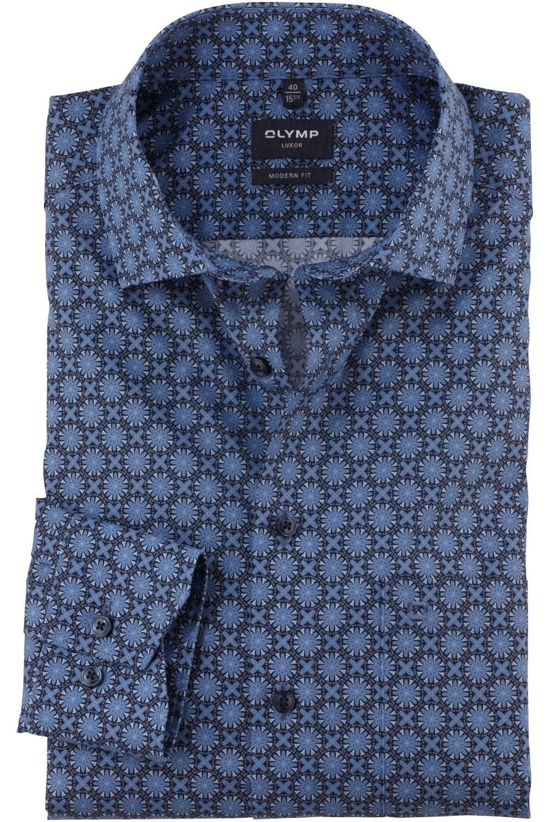 OLYMP Luxor Modern Fit Hemd marine, Bedruckt