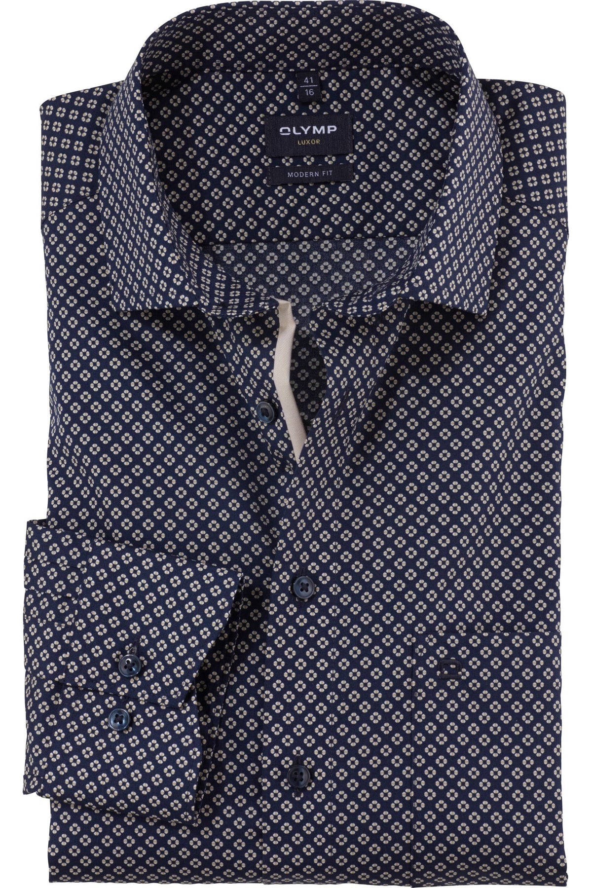 OLYMP Luxor Modern Fit Hemd marine, Bedruckt