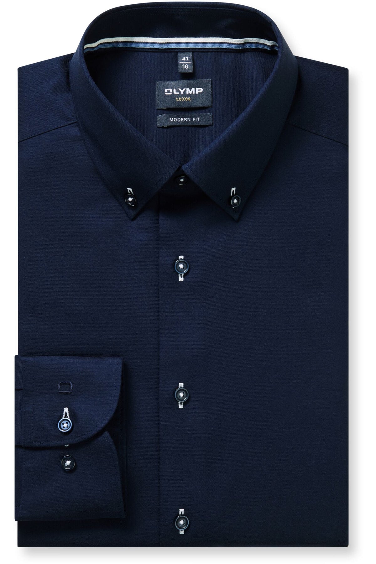 OLYMP Luxor Modern Fit Hemd marine, Strukturiert