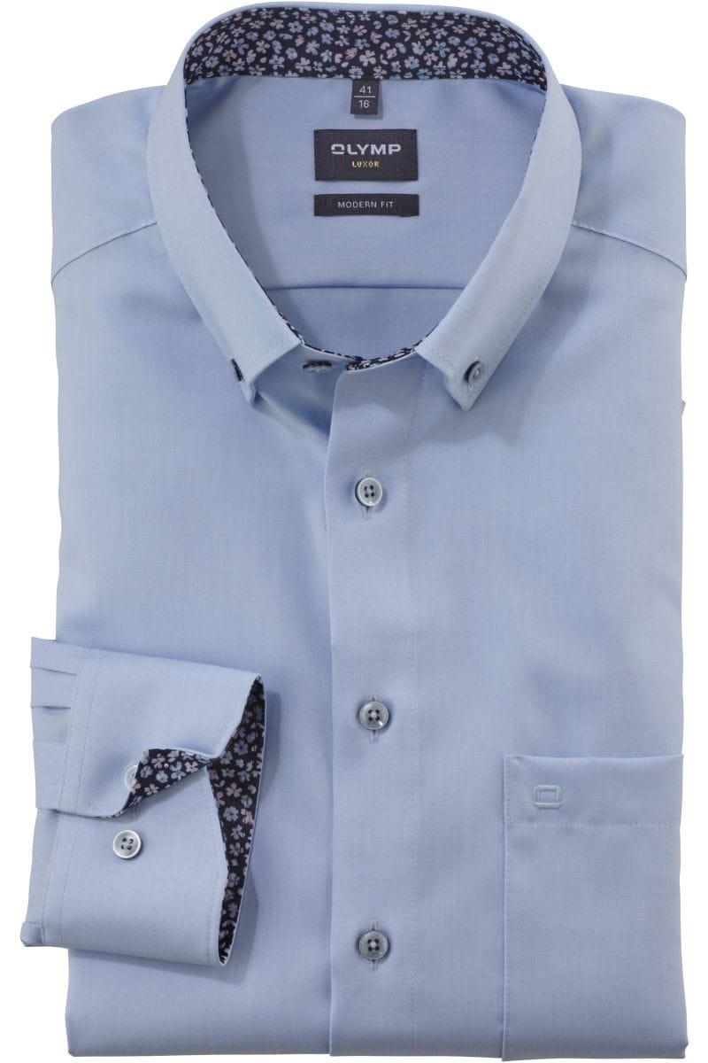 OLYMP Luxor Modern Fit Hemd hellblau, Einfarbig