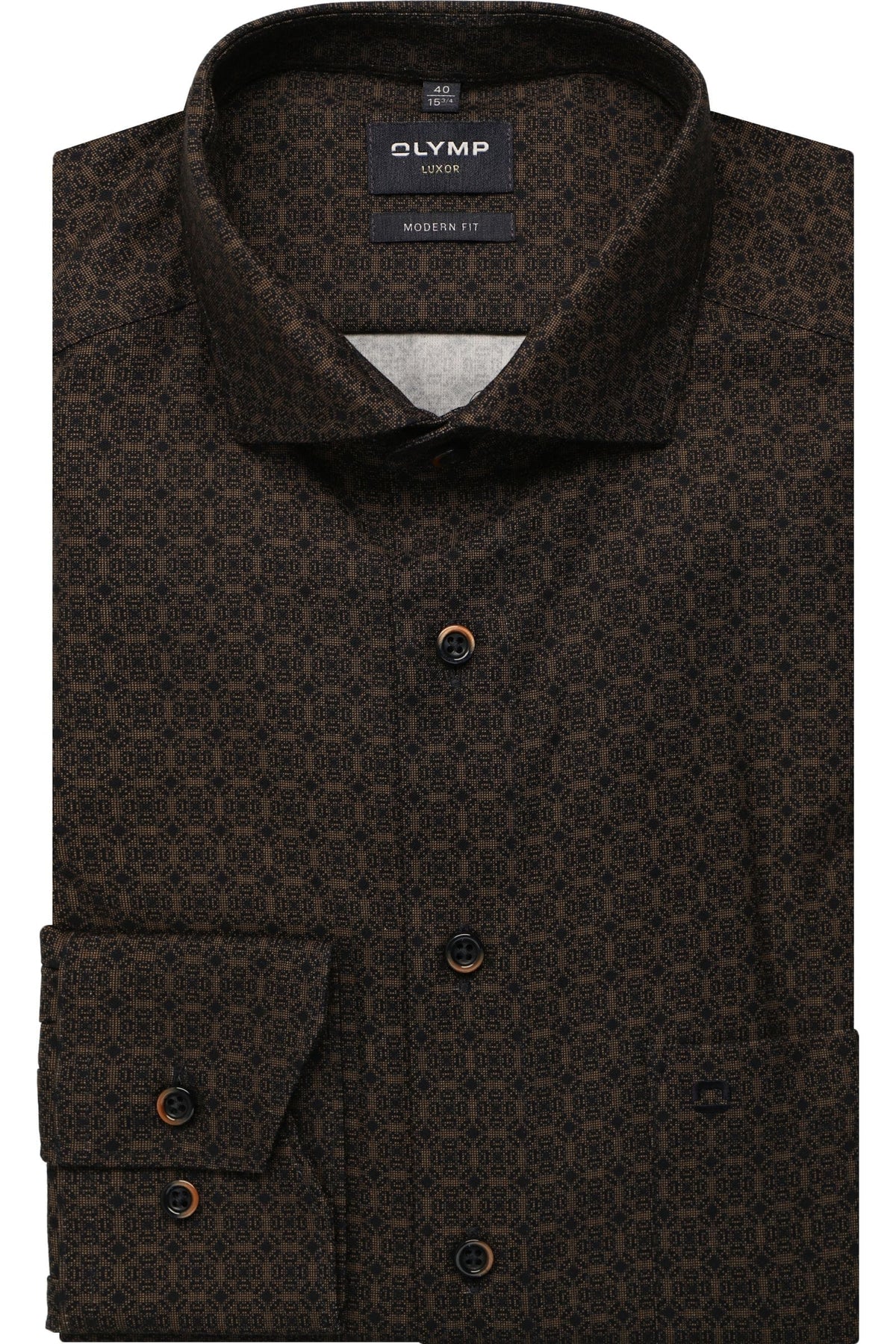 OLYMP Luxor Modern Fit Hemd caramel, Bedruckt
