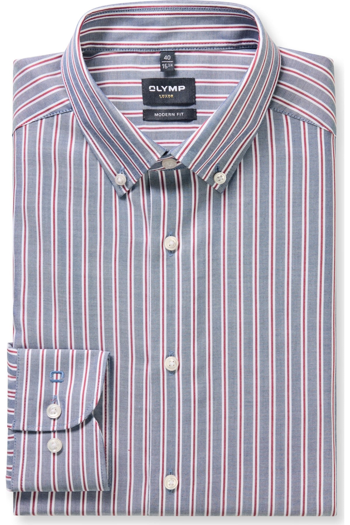 OLYMP Luxor Modern Fit Hemd blau/rot, Gestreift