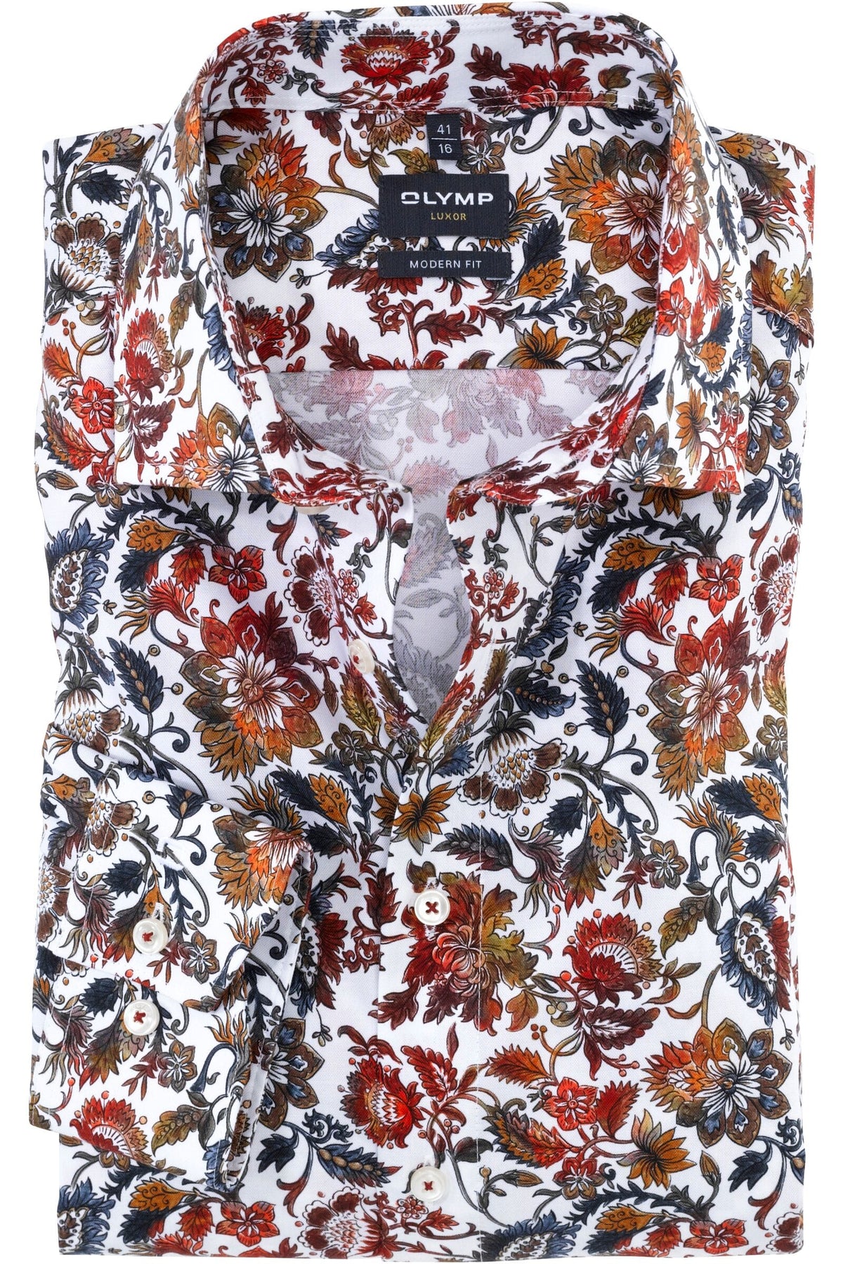OLYMP Luxor Modern Fit Hemd rot, Bedruckt