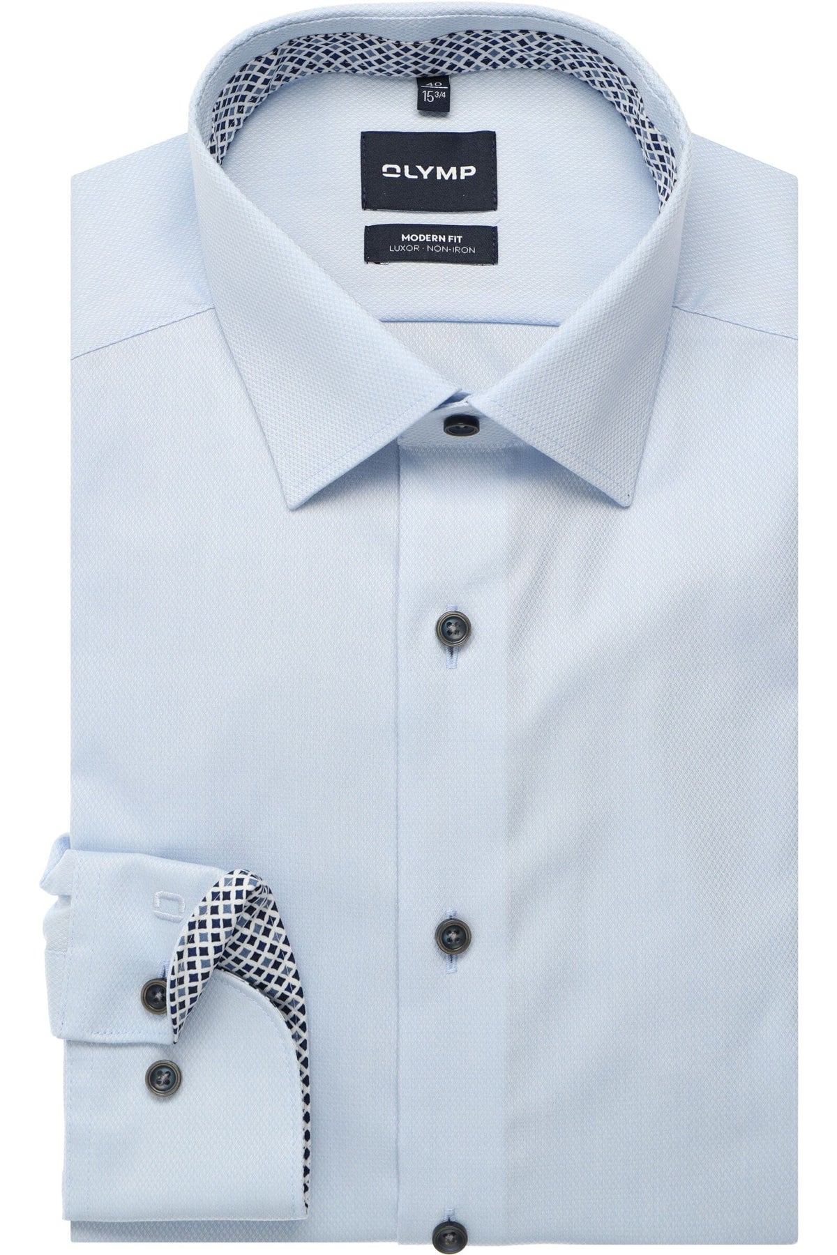OLYMP Luxor Modern Fit Hemd bleu, Faux-uni