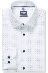 OLYMP Luxor Modern Fit Hemd weiss, Bedruckt