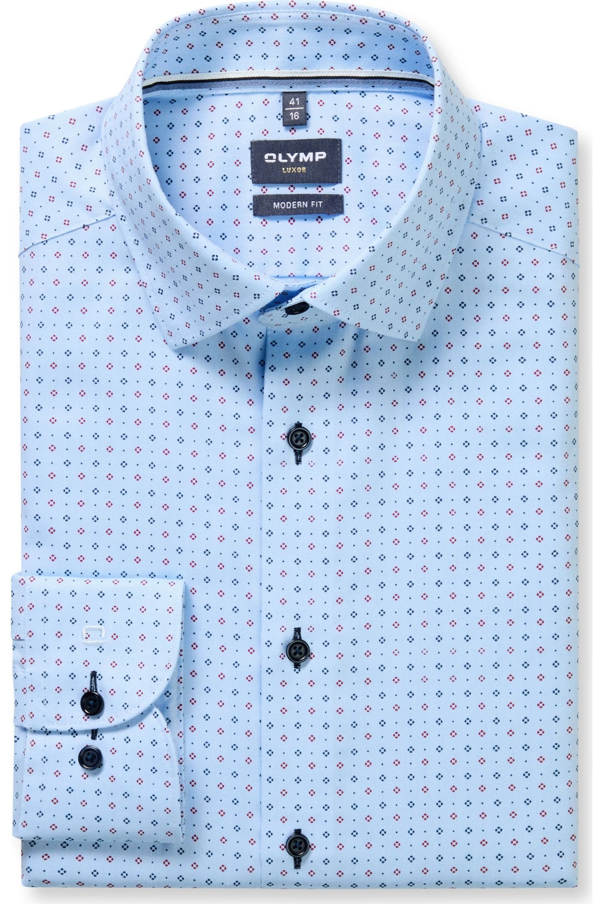 OLYMP Luxor Modern Fit Hemd bleu, Bedruckt