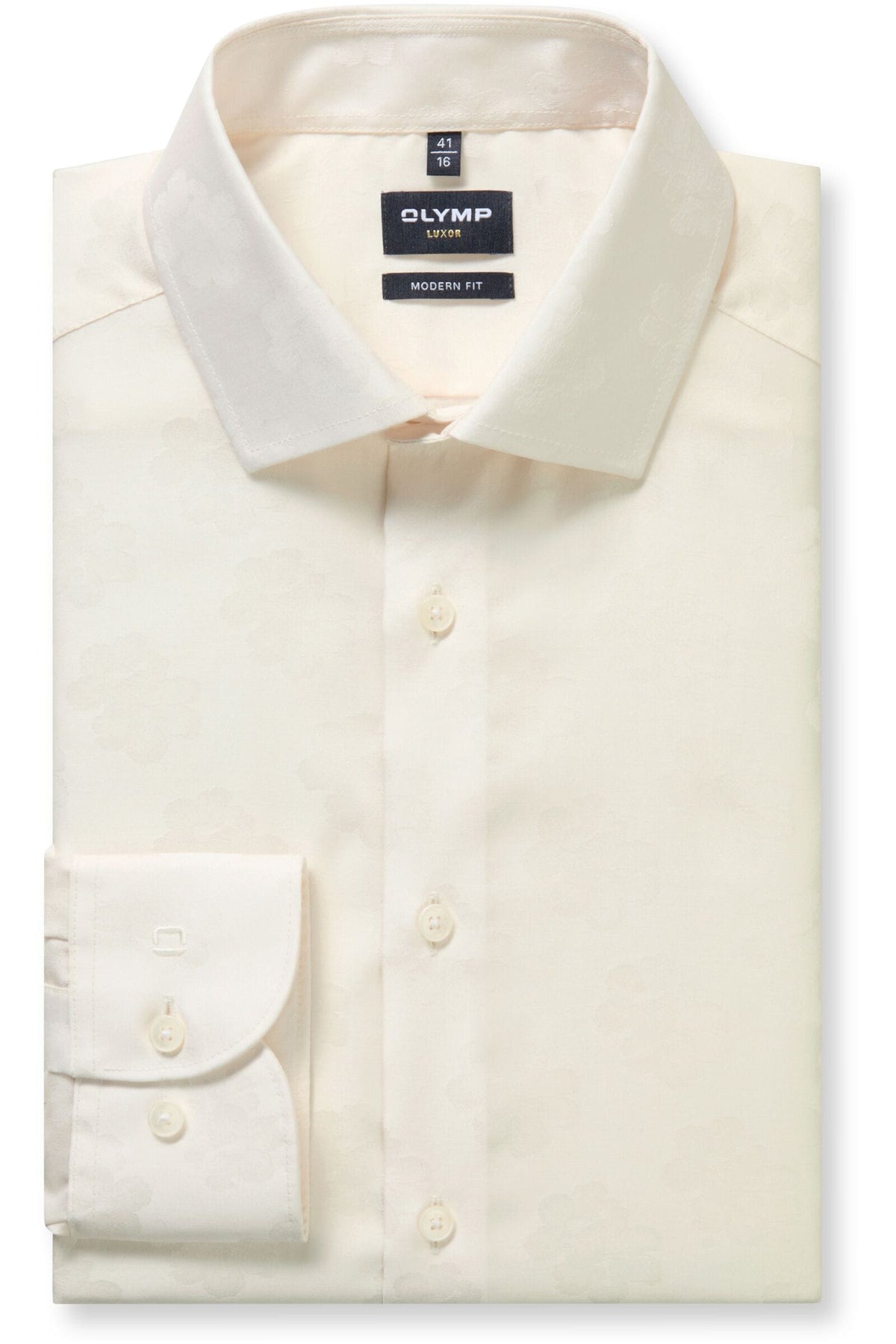 OLYMP Luxor Modern Fit Hemd ecru, Jacquardmuster