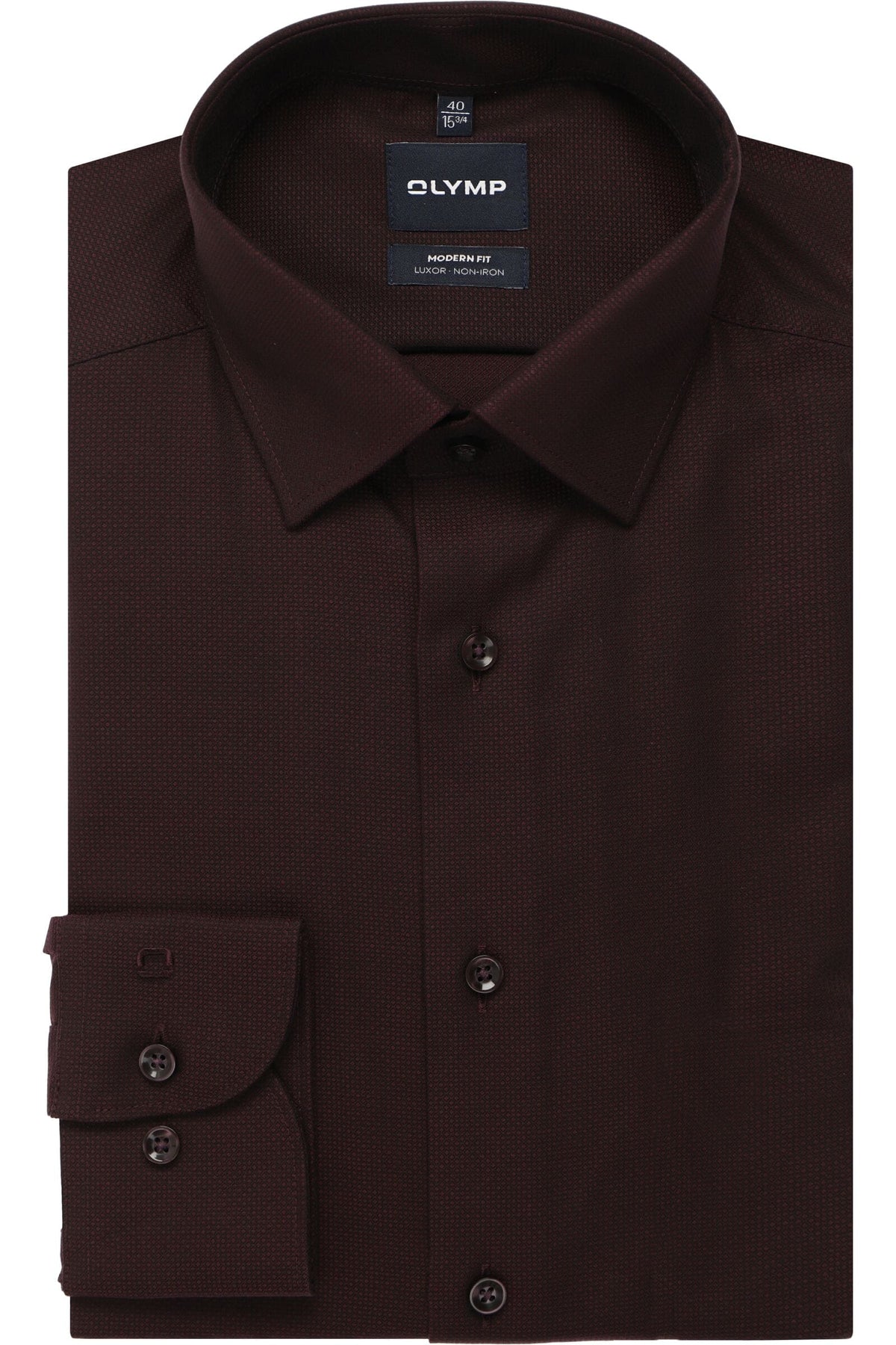 OLYMP Luxor Modern Fit Hemd bordeaux, Faux-uni