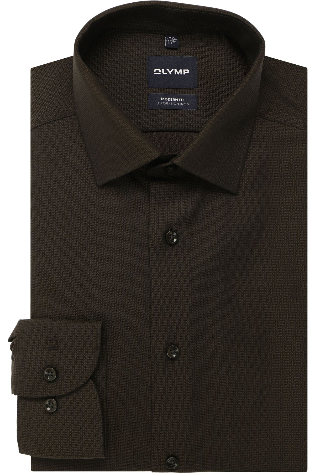 OLYMP Luxor Modern Fit Hemd schwarzbraun, Faux-uni