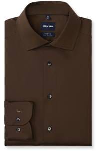 OLYMP Luxor Modern Fit Hemd schwarzbraun, Einfarbig
