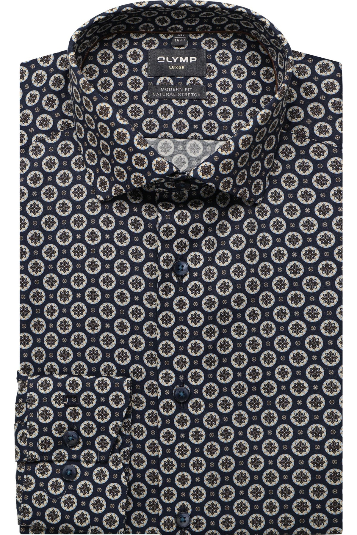OLYMP Luxor Modern Fit Hemd marine, Bedruckt