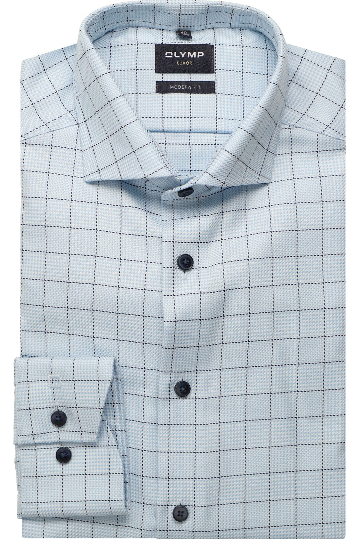 OLYMP Luxor Modern Fit Hemd bleu, Kariert