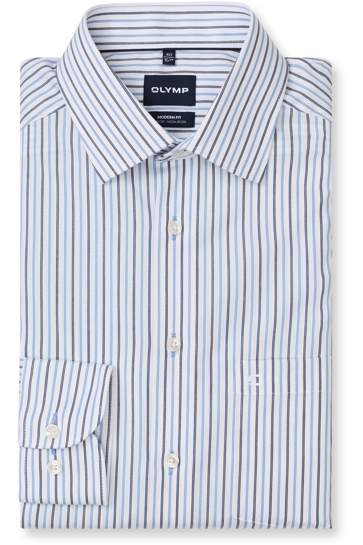 OLYMP Luxor Modern Fit Hemd bleu, Gestreift