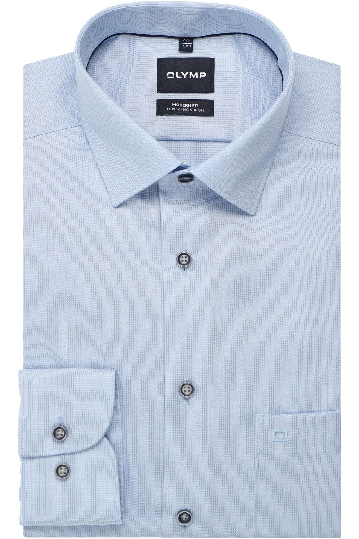 OLYMP Luxor Modern Fit Hemd bleu, Faux-uni