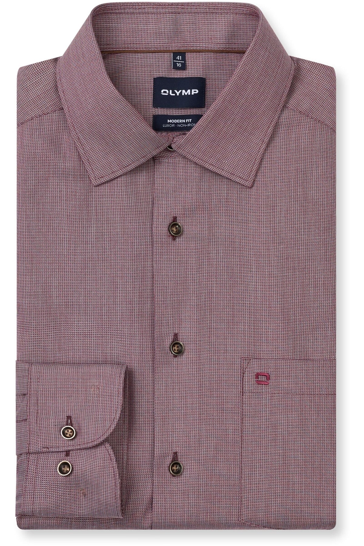 OLYMP Luxor Modern Fit Hemd bordeaux, Faux-uni