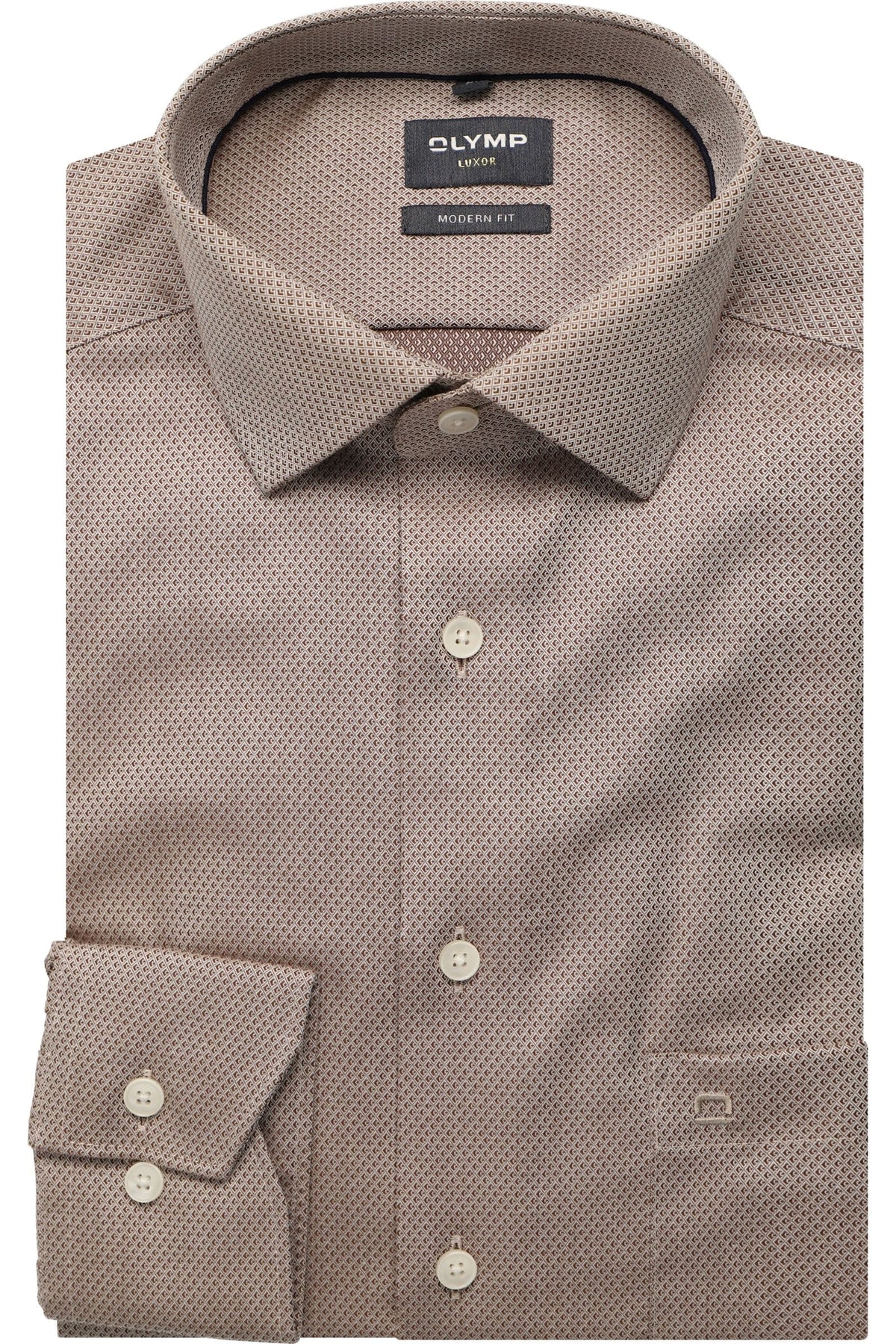 OLYMP Luxor Modern Fit Hemd nougat, Faux-uni