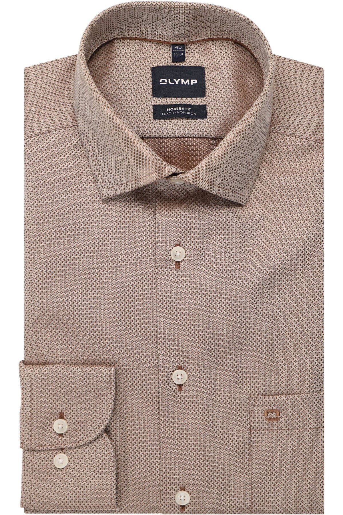 OLYMP Luxor Modern Fit Hemd rotbraun, Faux-uni