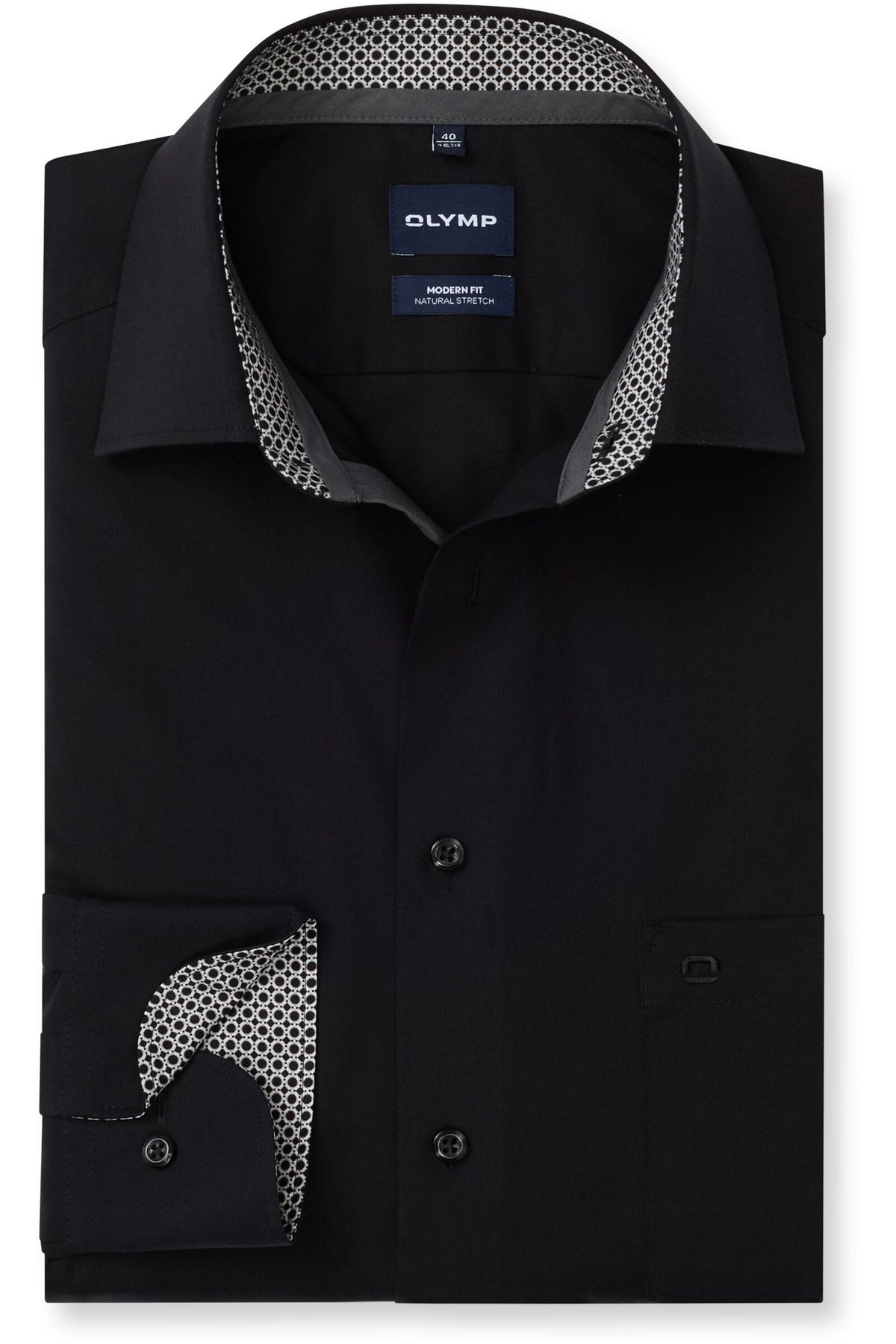OLYMP Luxor Modern Fit Hemd schwarz, Einfarbig