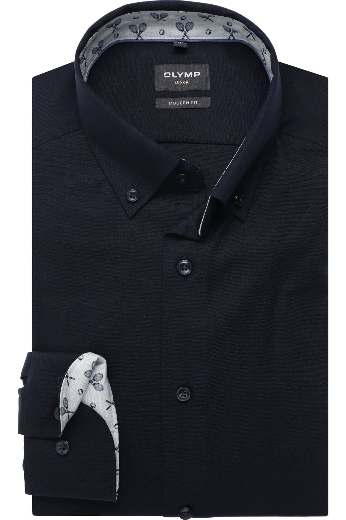 OLYMP Luxor Modern Fit Hemd marine, Einfarbig