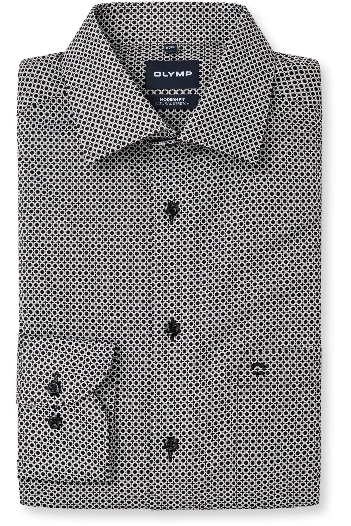 OLYMP Luxor Modern Fit Hemd schwarz/weiss, Gemustert