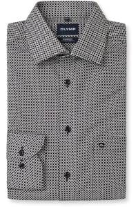 OLYMP Luxor Modern Fit Hemd schwarz/weiss, Gemustert