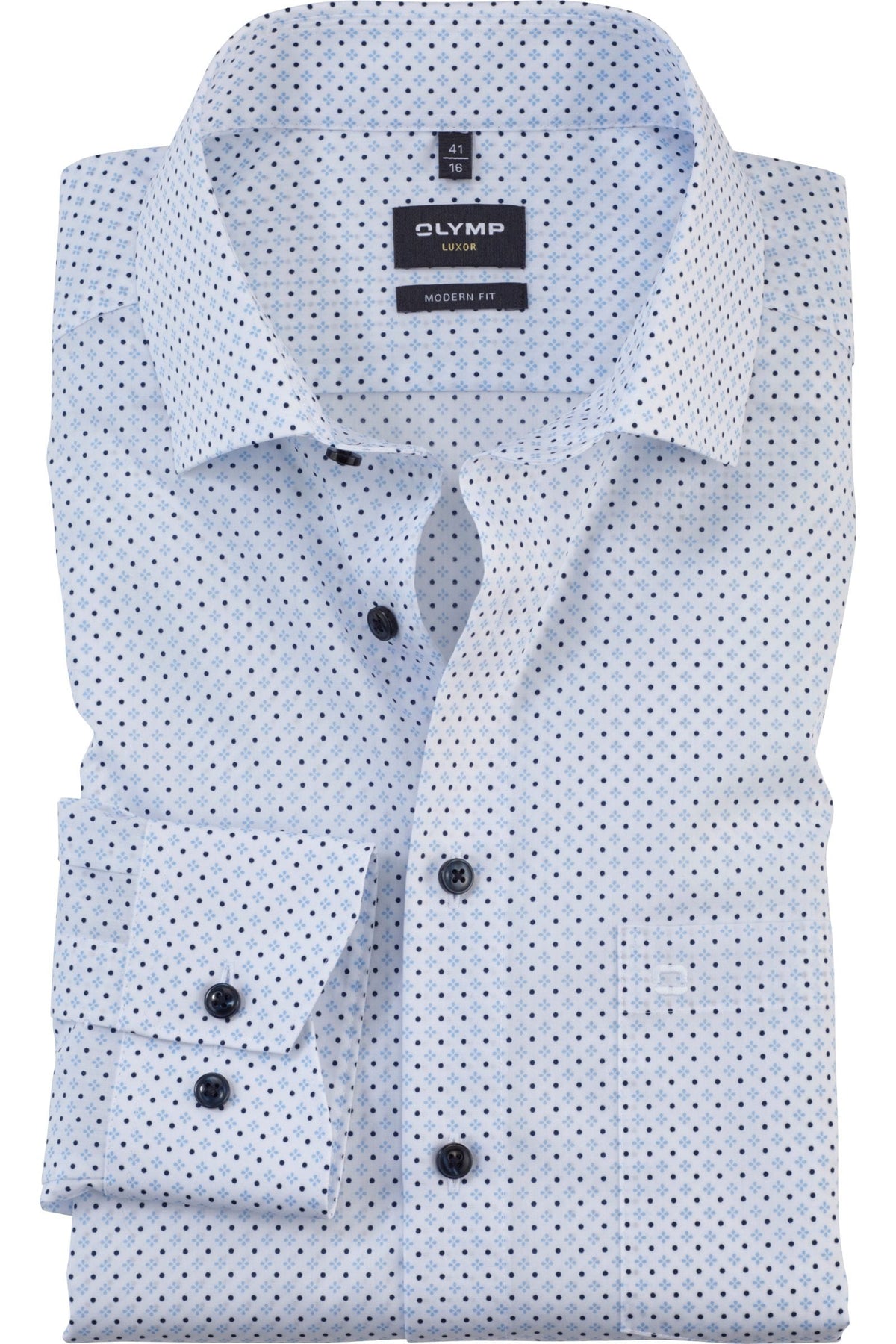 OLYMP Luxor Modern Fit Hemd weiss, Bedruckt