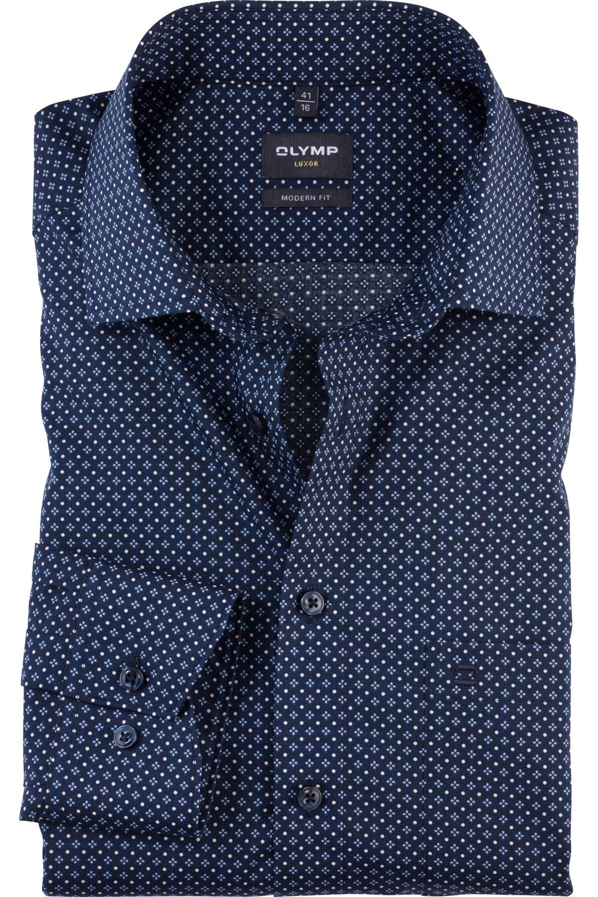 OLYMP Luxor Modern Fit Hemd marine, Bedruckt