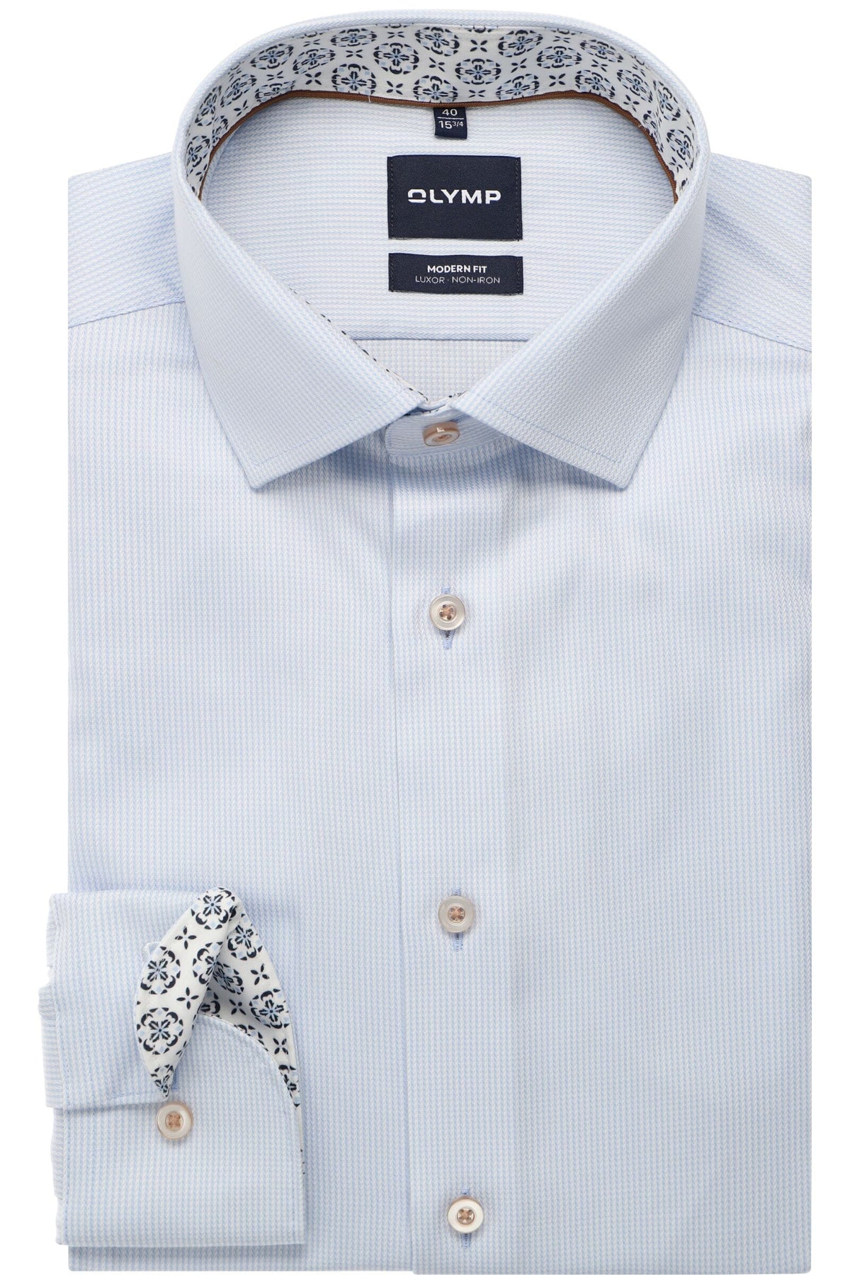 OLYMP Luxor Modern Fit Hemd bleu, Faux-uni