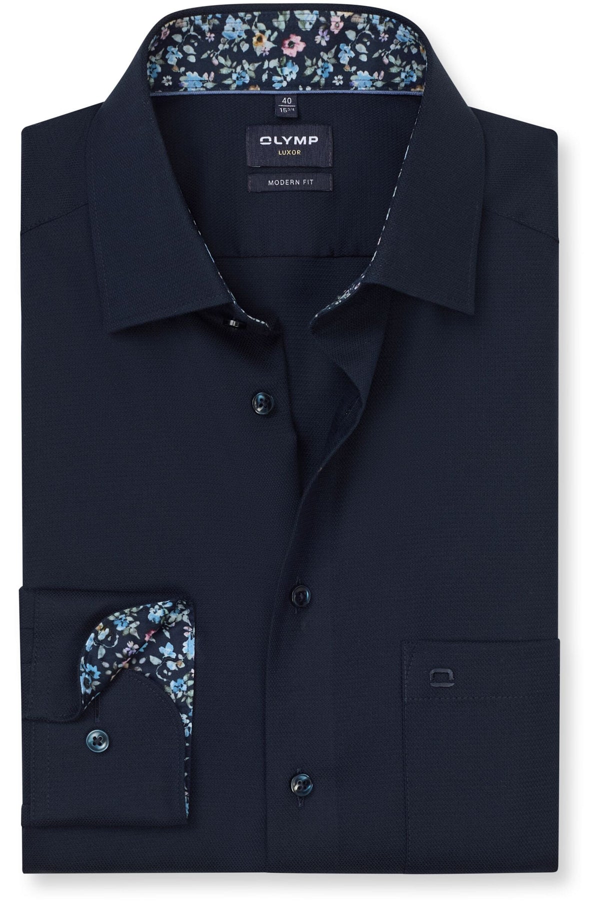 OLYMP Luxor Modern Fit Hemd marine, Faux-uni
