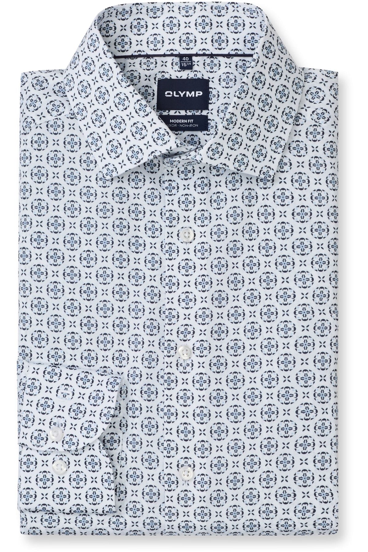 OLYMP Luxor Modern Fit Hemd weiss, Bedruckt