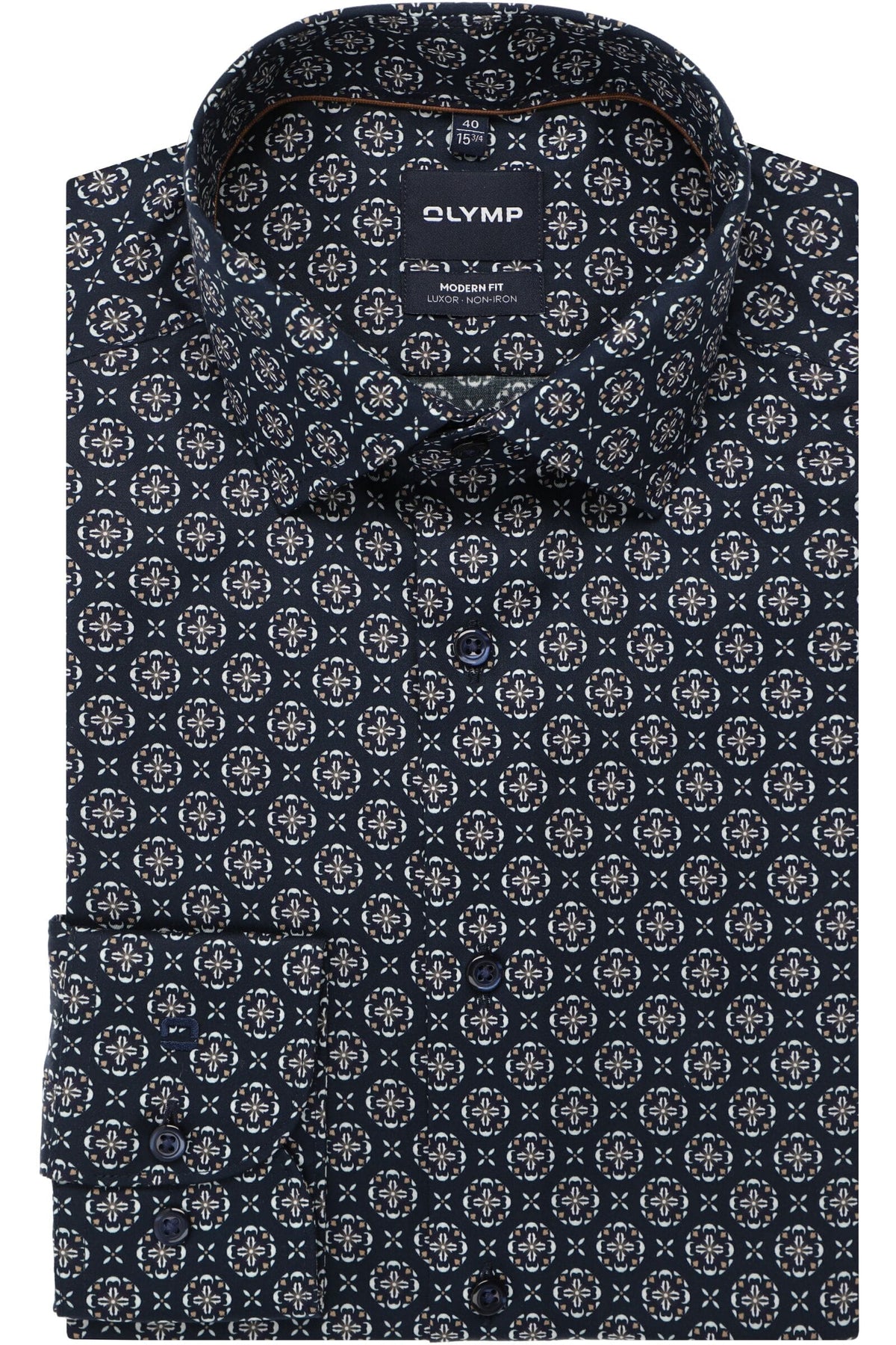 OLYMP Luxor Modern Fit Hemd marine, Bedruckt