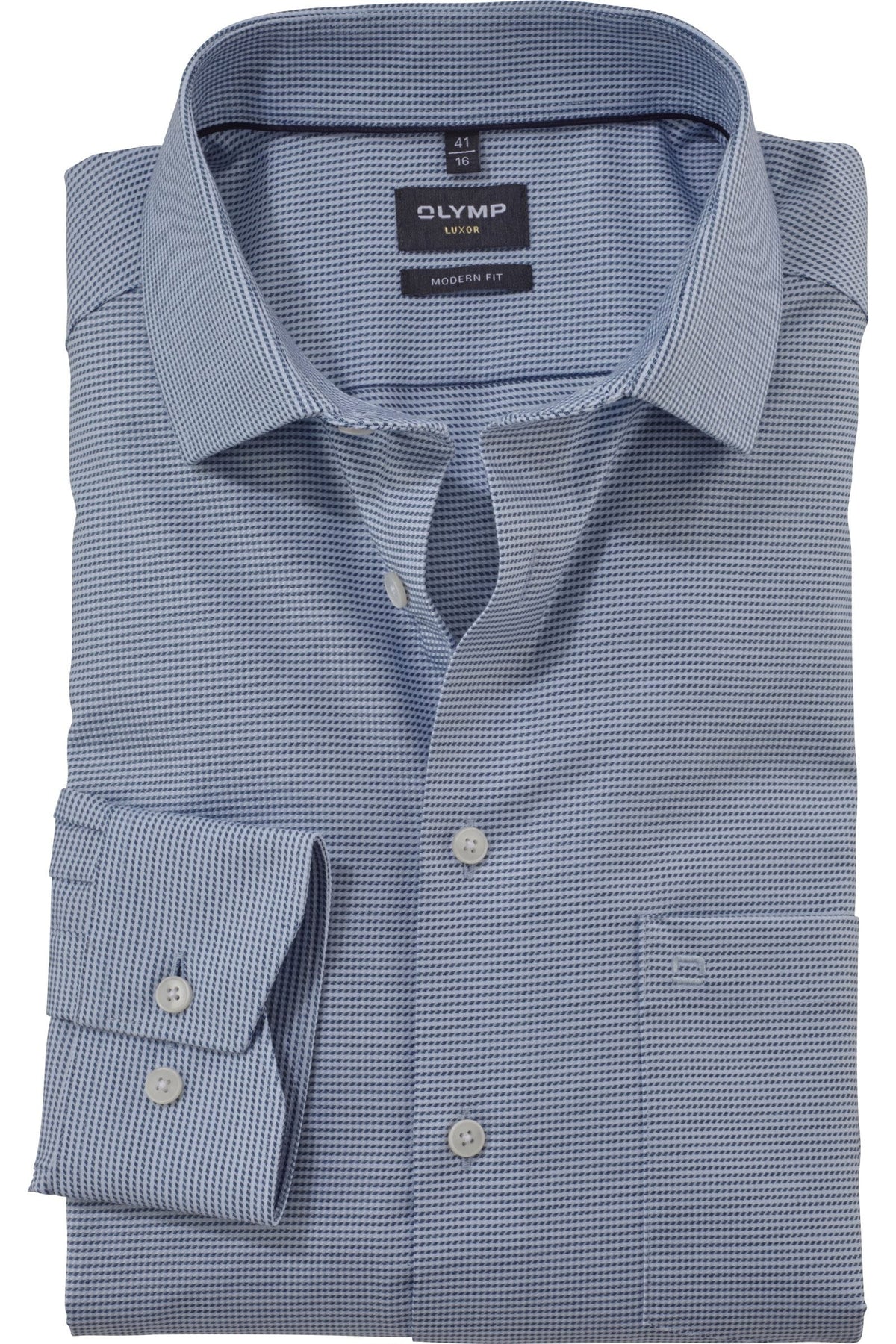 OLYMP Luxor Modern Fit Hemd bleu, Faux-uni