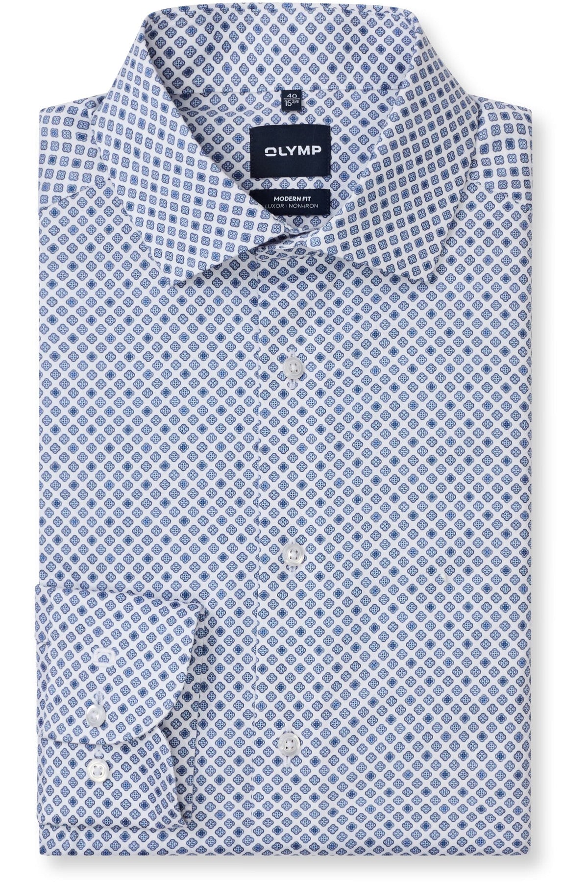 OLYMP Luxor Modern Fit Hemd blau, Gemustert