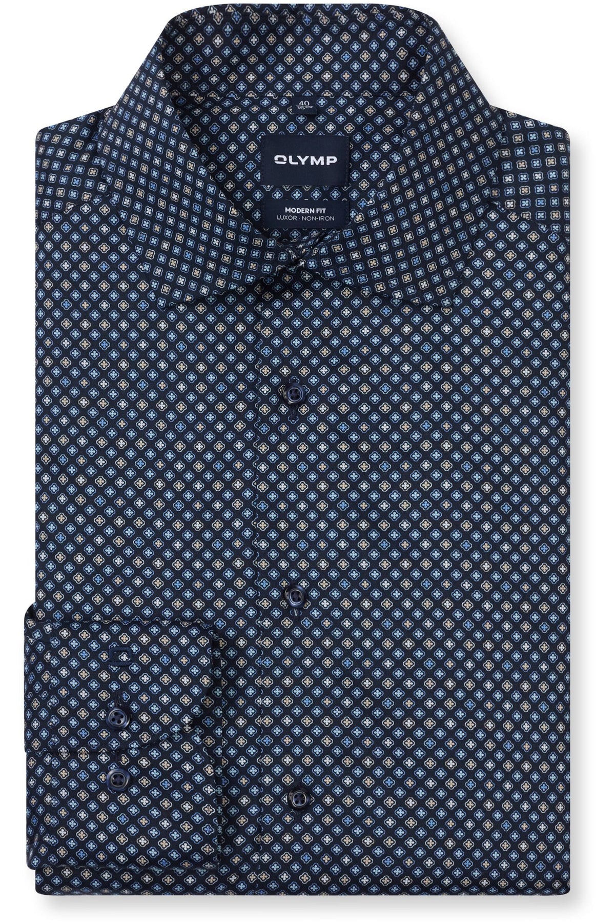 OLYMP Luxor Modern Fit Hemd marine, Bedruckt