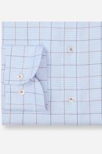 OLYMP Luxor Modern Fit Hemd bleu, Kariert