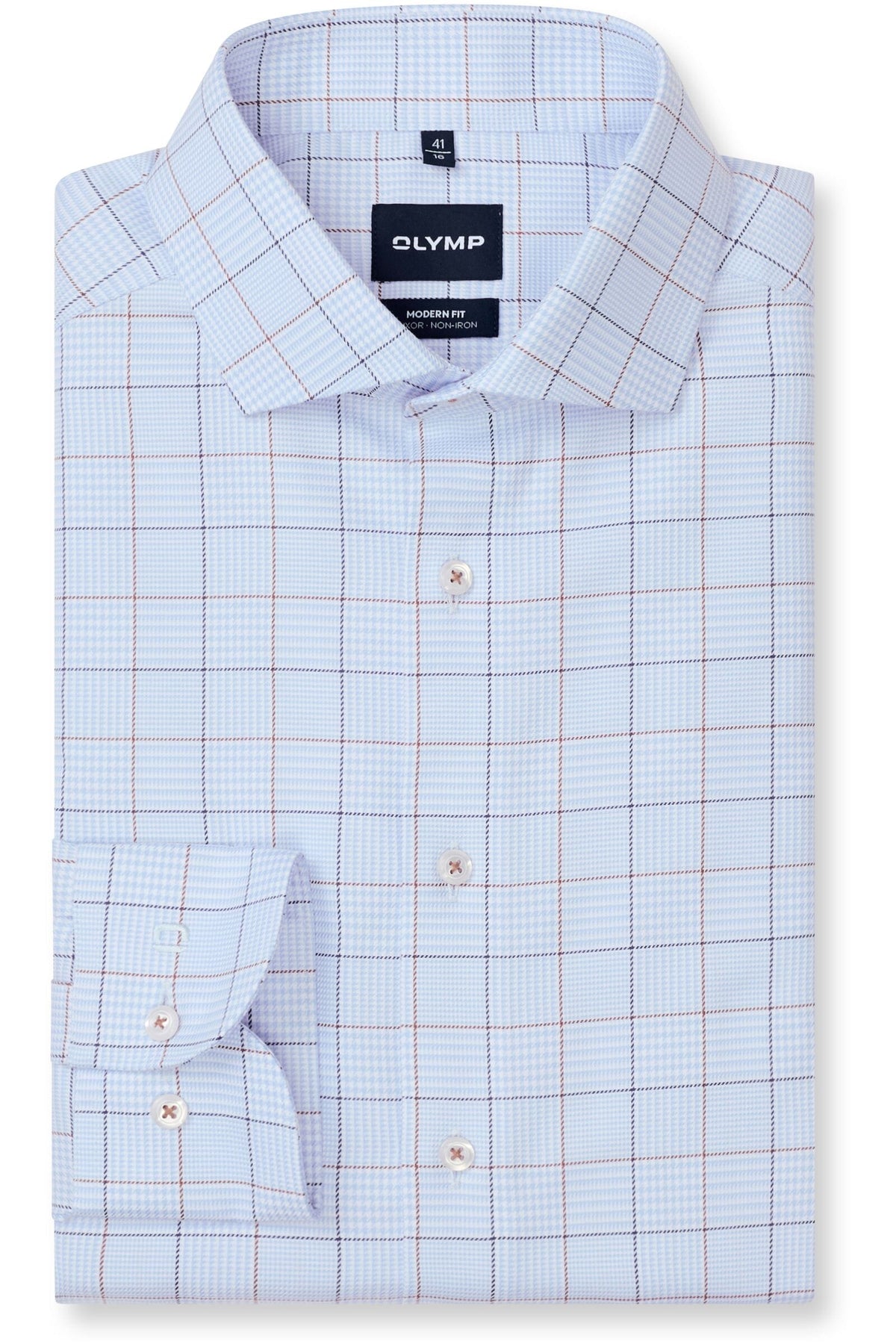 OLYMP Luxor Modern Fit Hemd bleu, Kariert